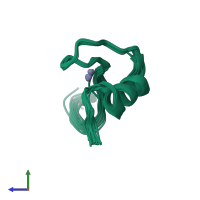 PDB entry 1fv5 coloured by chain, ensemble of 20 models, side view.