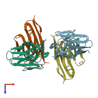 PDB entry 1fvc coloured by chain, top view.