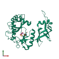 PDB entry 1fvi coloured by chain, front view.