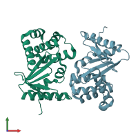 PDB entry 1fvj coloured by chain, front view.