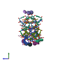 PDB entry 1fvm coloured by chain, side view.