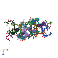 PDB entry 1fvm coloured by chain, top view.