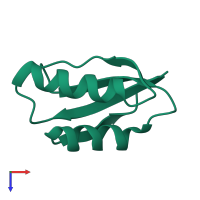 PDB entry 1fvq coloured by chain, top view.