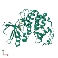 PDB entry 1fvt coloured by chain, front view.