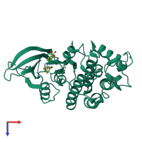 PDB entry 1fvt coloured by chain, top view.