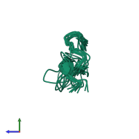 PDB entry 1fwo coloured by chain, ensemble of 10 models, side view.