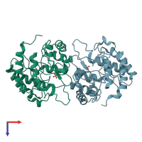 PDB entry 1fx6 coloured by chain, top view.