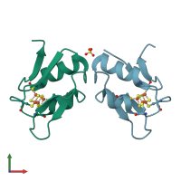 PDB entry 1fxr coloured by chain, front view.
