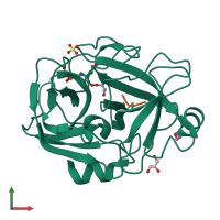 PDB entry 1fy4 coloured by chain, front view.