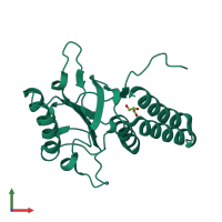 PDB entry 1fy9 coloured by chain, front view.