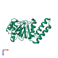 PDB entry 1fy9 coloured by chain, top view.