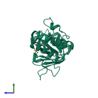 PDB entry 1fya coloured by chain, side view.