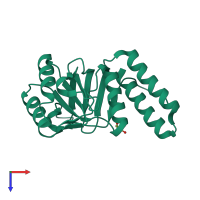 PDB entry 1fya coloured by chain, top view.