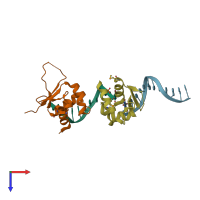 PDB entry 1fyl coloured by chain, top view.