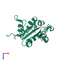 PDB entry 1fyw coloured by chain, top view.