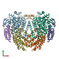 PDB entry 1fz0 coloured by chain, front view.