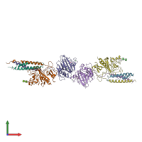 PDB entry 1fzg coloured by chain, front view.