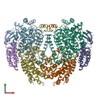 PDB entry 1fzh coloured by chain, front view.