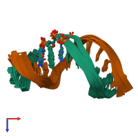 PDB entry 1fzl coloured by chain, ensemble of 6 models, top view.