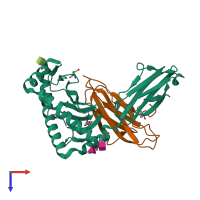 PDB entry 1fzo coloured by chain, top view.