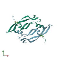 PDB entry 1fzv coloured by chain, front view.