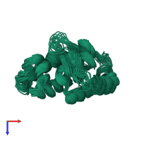 PDB entry 1g03 coloured by chain, ensemble of 20 models, top view.