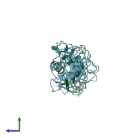 PDB entry 1g05 coloured by chain, side view.