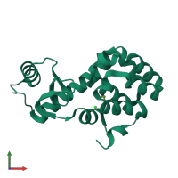 PDB entry 1g0k coloured by chain, front view.