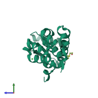 PDB entry 1g0k coloured by chain, side view.