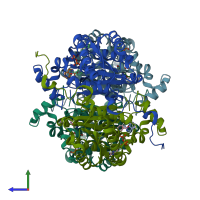 PDB entry 1g0o coloured by chain, side view.