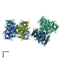 PDB entry 1g0r coloured by chain, top view.