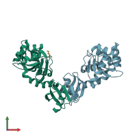 PDB entry 1g0t coloured by chain, front view.