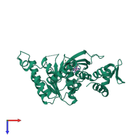 Monomeric assembly 1 of PDB entry 1g18 coloured by chemically distinct molecules, top view.