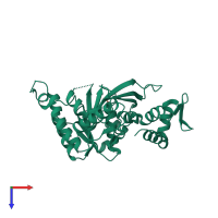 Monomeric assembly 1 of PDB entry 1g19 coloured by chemically distinct molecules, top view.