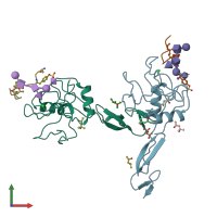 PDB entry 1g1s coloured by chain, front view.