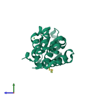 PDB entry 1g1v coloured by chain, side view.