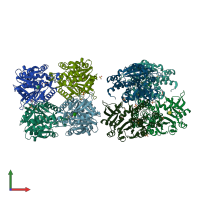 PDB entry 1g23 coloured by chain, front view.