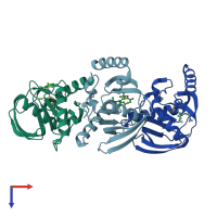 PDB entry 1g27 coloured by chain, top view.