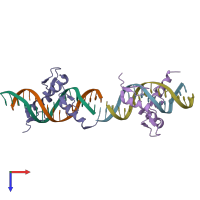 PDB entry 1g2d coloured by chain, top view.