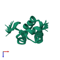 PDB entry 1g2h coloured by chain, ensemble of 32 models, top view.