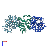 PDB entry 1g2i coloured by chain, top view.