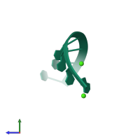 PDB entry 1g2j coloured by chain, side view.