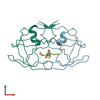 PDB entry 1g2k coloured by chain, front view.