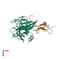 PDB entry 1g2m coloured by chain, top view.