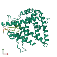 PDB entry 1g2n coloured by chain, front view.