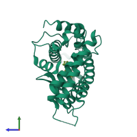 PDB entry 1g2n coloured by chain, side view.