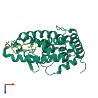 PDB entry 1g2n coloured by chain, top view.