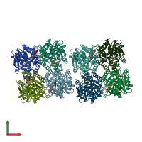 PDB entry 1g2v coloured by chain, front view.