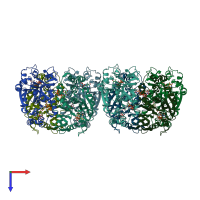 PDB entry 1g2v coloured by chain, top view.