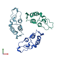PDB entry 1g2x coloured by chain, front view.